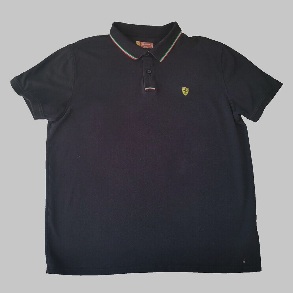 SCUDERIA FERRARI Logo Mens Black Polo Shirt Chest 48"